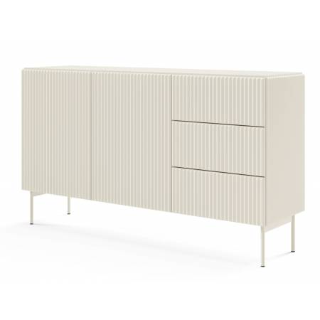 Komoda ryflowana kaszmir z szufladami 147 cm 2-drzwiowa MIGEL